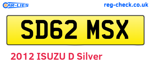 SD62MSX are the vehicle registration plates.