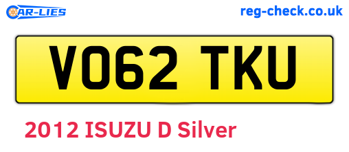VO62TKU are the vehicle registration plates.