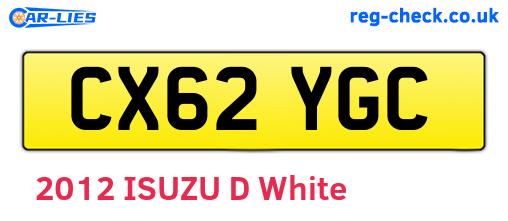 CX62YGC are the vehicle registration plates.