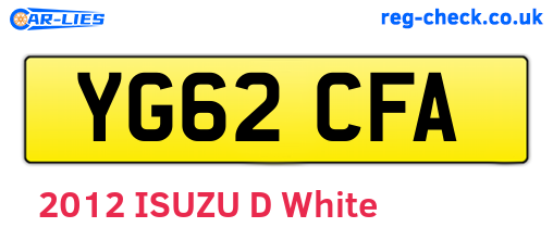 YG62CFA are the vehicle registration plates.