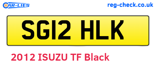 SG12HLK are the vehicle registration plates.