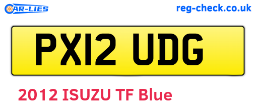 PX12UDG are the vehicle registration plates.