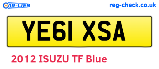 YE61XSA are the vehicle registration plates.