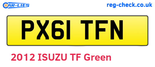 PX61TFN are the vehicle registration plates.