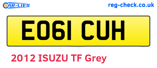 EO61CUH are the vehicle registration plates.