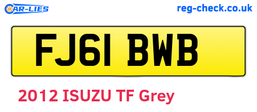 FJ61BWB are the vehicle registration plates.