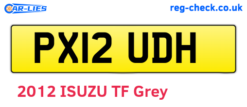 PX12UDH are the vehicle registration plates.