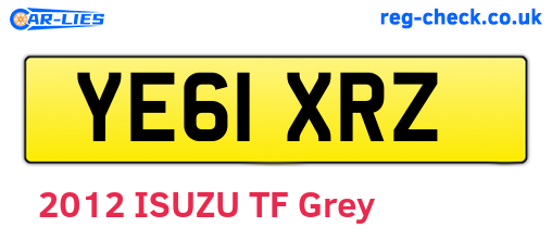YE61XRZ are the vehicle registration plates.