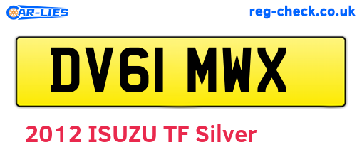 DV61MWX are the vehicle registration plates.