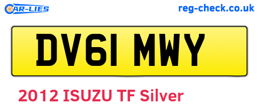 DV61MWY are the vehicle registration plates.
