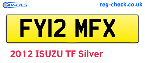 FY12MFX are the vehicle registration plates.
