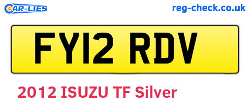 FY12RDV are the vehicle registration plates.