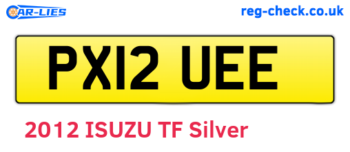 PX12UEE are the vehicle registration plates.