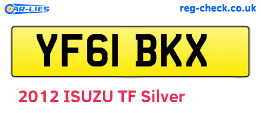 YF61BKX are the vehicle registration plates.