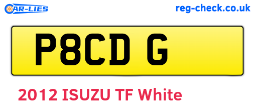 P8CDG are the vehicle registration plates.