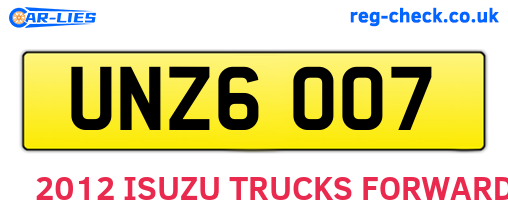 UNZ6007 are the vehicle registration plates.