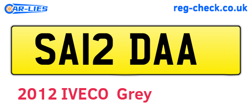 SA12DAA are the vehicle registration plates.