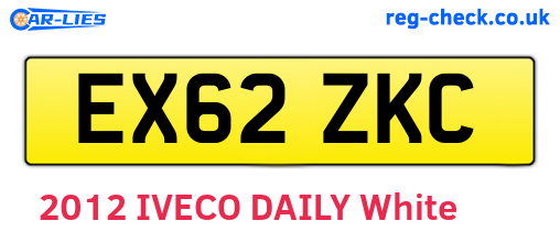 EX62ZKC are the vehicle registration plates.