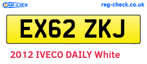 EX62ZKJ are the vehicle registration plates.