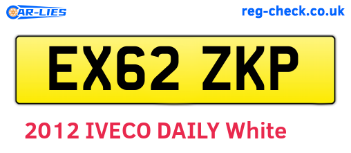 EX62ZKP are the vehicle registration plates.
