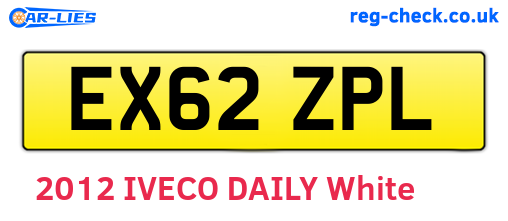 EX62ZPL are the vehicle registration plates.