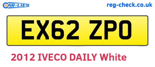 EX62ZPO are the vehicle registration plates.