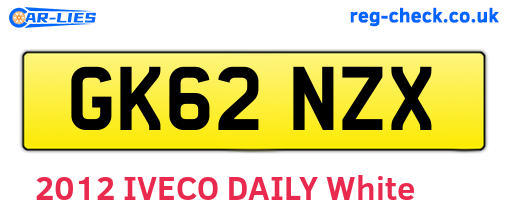 GK62NZX are the vehicle registration plates.