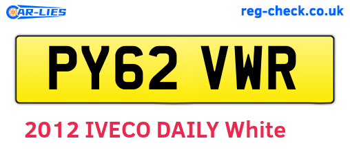 PY62VWR are the vehicle registration plates.