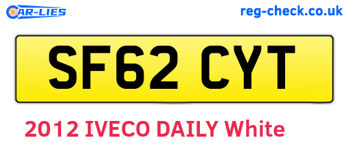 SF62CYT are the vehicle registration plates.