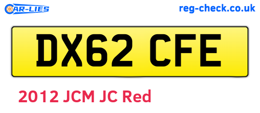 DX62CFE are the vehicle registration plates.