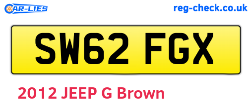 SW62FGX are the vehicle registration plates.