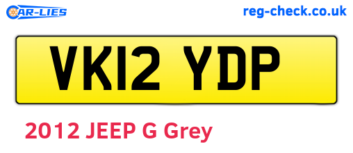 VK12YDP are the vehicle registration plates.