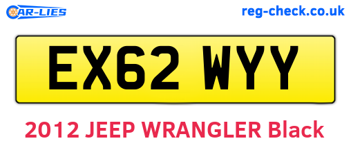 EX62WYY are the vehicle registration plates.