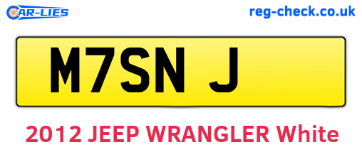M7SNJ are the vehicle registration plates.