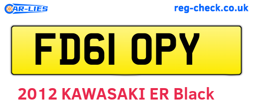 FD61OPY are the vehicle registration plates.