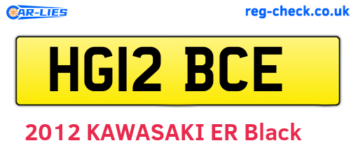 HG12BCE are the vehicle registration plates.