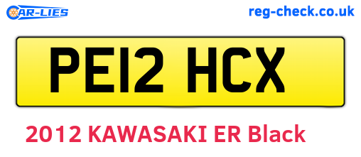 PE12HCX are the vehicle registration plates.