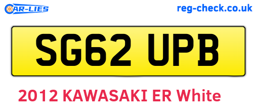 SG62UPB are the vehicle registration plates.