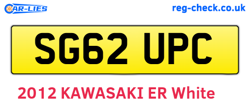 SG62UPC are the vehicle registration plates.