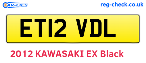 ET12VDL are the vehicle registration plates.