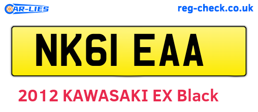 NK61EAA are the vehicle registration plates.