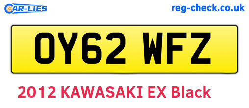 OY62WFZ are the vehicle registration plates.