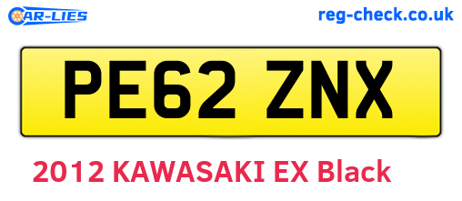 PE62ZNX are the vehicle registration plates.