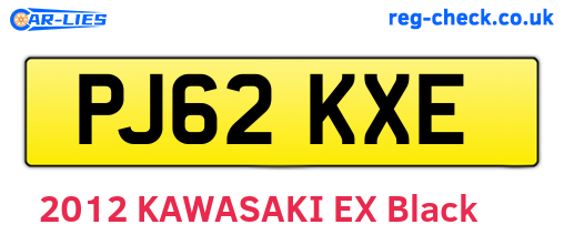 PJ62KXE are the vehicle registration plates.