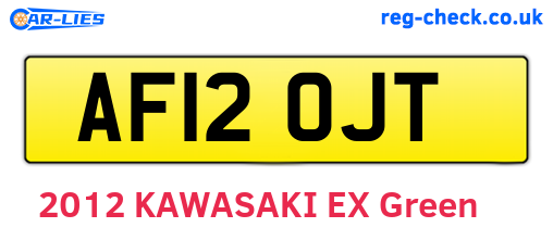 AF12OJT are the vehicle registration plates.