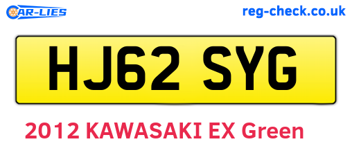 HJ62SYG are the vehicle registration plates.