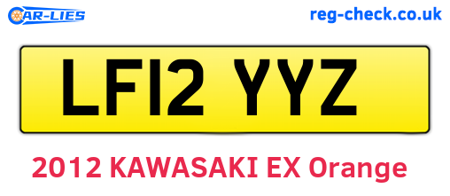 LF12YYZ are the vehicle registration plates.