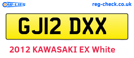 GJ12DXX are the vehicle registration plates.