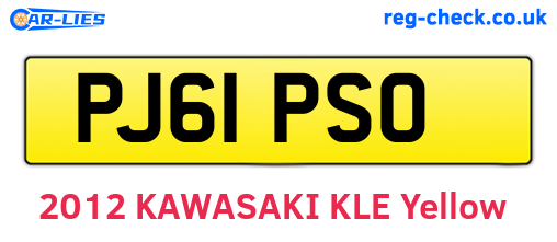 PJ61PSO are the vehicle registration plates.