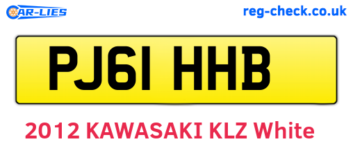 PJ61HHB are the vehicle registration plates.